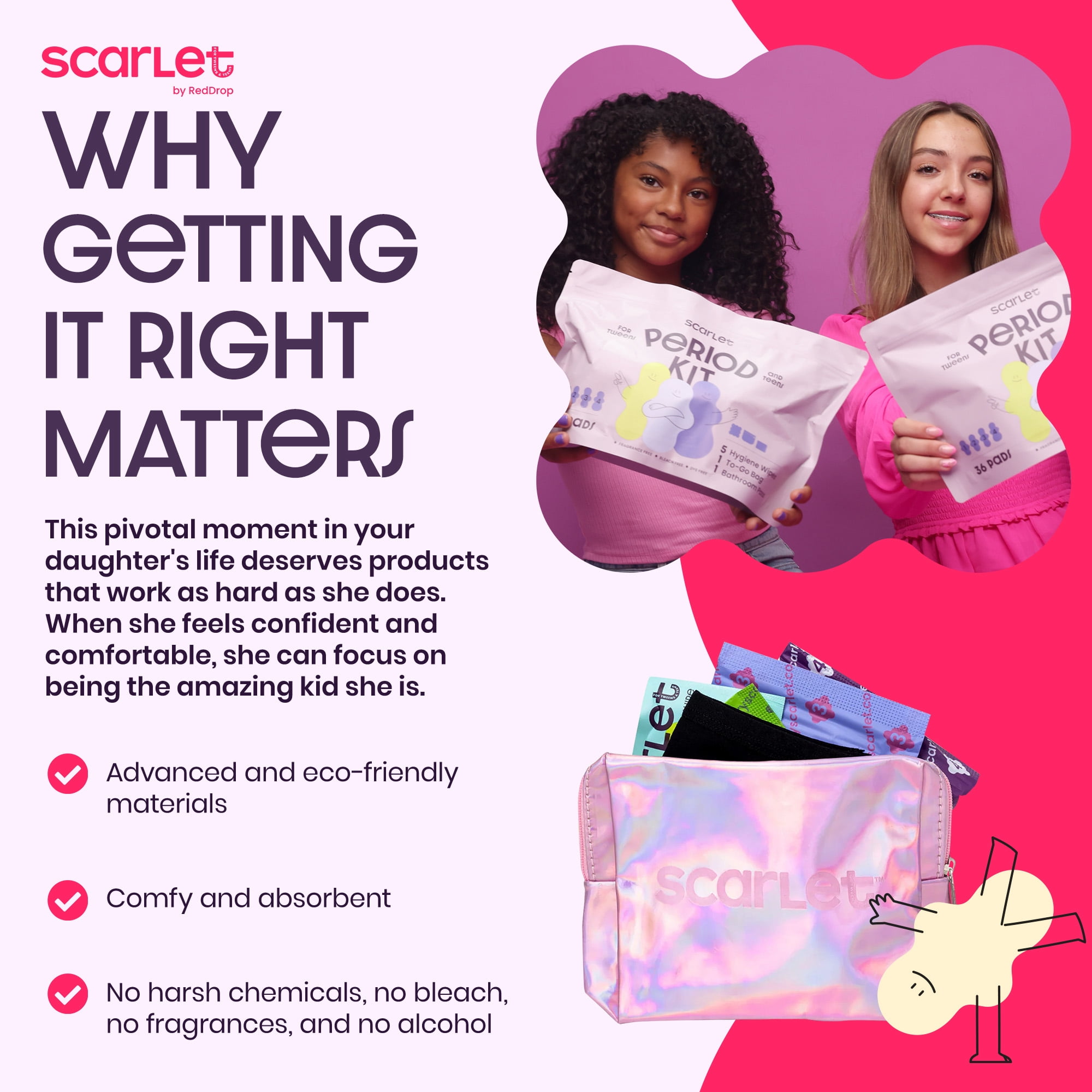 Scarlet by RedDrop First Period Kit for Tweens & Teens