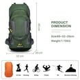thumbnail image 2 of Eurhowing 60L Travel Hiking Backpack with Rain Cover, Water Resistant Camping Backpack, Outdoor Large Backpack for Men Women, Green, 2 of 9