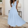 thumbnail image 2 of Spring Dresses For Women 2024 Summer Sexy Deep V Neck Formal Sleeveless Long Dress Gradient Zipper Swing Sundress A-Line Beach Long Maxi Dress, 2 of 5
