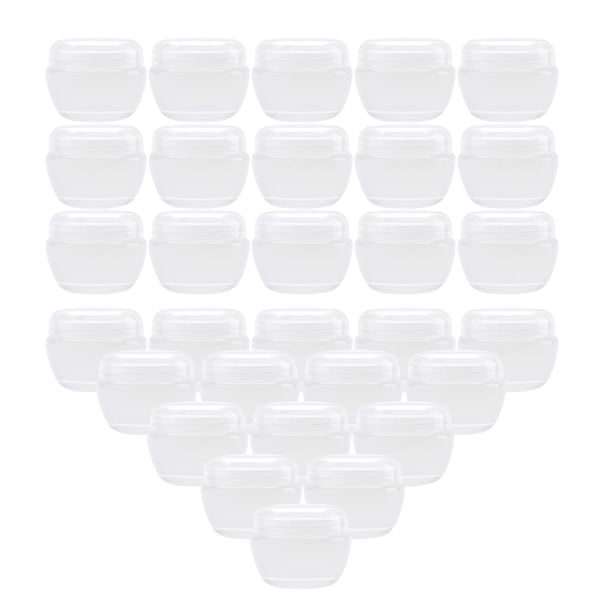 30 frascos cosméticos de 10 g, mini botellas rellenables para muestras de loción y bálsamos labiales. Translúcido