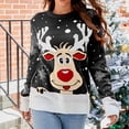 thumbnail image 1 of Dvkptbk Chandail de Noël Décontracté pour Femmes Chandail Col Rond Automne et Hiver Imprimé Élan Manches Longues, 1 of 6