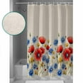 thumbnail image 4 of Red Flower Waterproof Fabric Shower Curtain, Blue Garden Blossom Floral Independence Day Shower Curtain for Bathroom Curtains Bathtubs Hotel Washable Shower Curtains with 12 Hooks Standard 66x72, 4 of 6