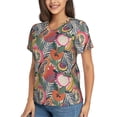 thumbnail image 2 of Honeii Tropical Fruit Print Women's Classic V-Neck T-Shirt,Womens Fashion Tops,Stylish Everyday Top for Women, Casual Summer Spring Outfits Clothes-Large, 2 of 5