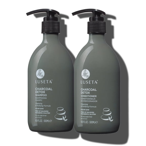 Luseta Charcoal Detox Cleansing & Purifying Shampoo & Conditioner Set for Oily Hair - Sulfate Free Paraben Free