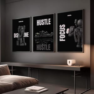Black Motivational Print; Hypebeast Black Man Wall Art Set 3 Unframed Paper Print 8x12