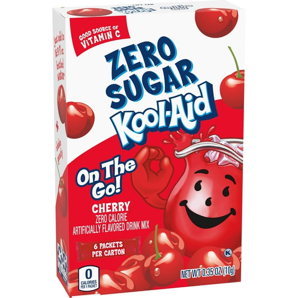 KoolAid OnTheGo Cherry SugarFree Powdered Drink Mix, 6 ct Packets