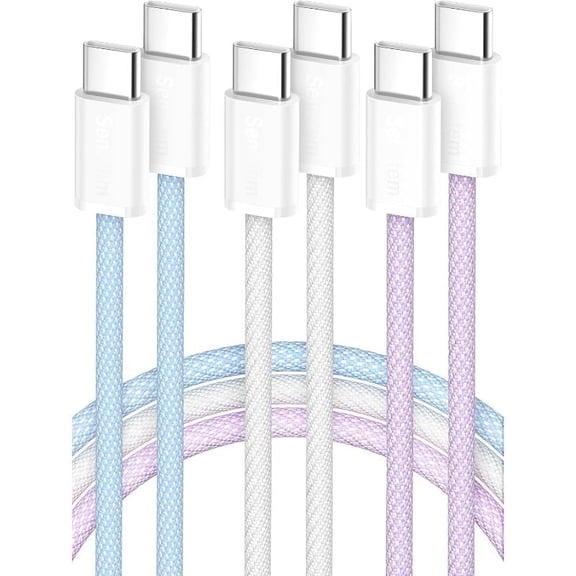 USBC to USB C Cable 10FT 3-Pack 60W (20V/3A), Type C to C Long Charger Cord Fast Charging for 15 16 Pro Max Plus, Samsung Galaxy S24/S23 S22, MacBook/Pixel/Android USB-C