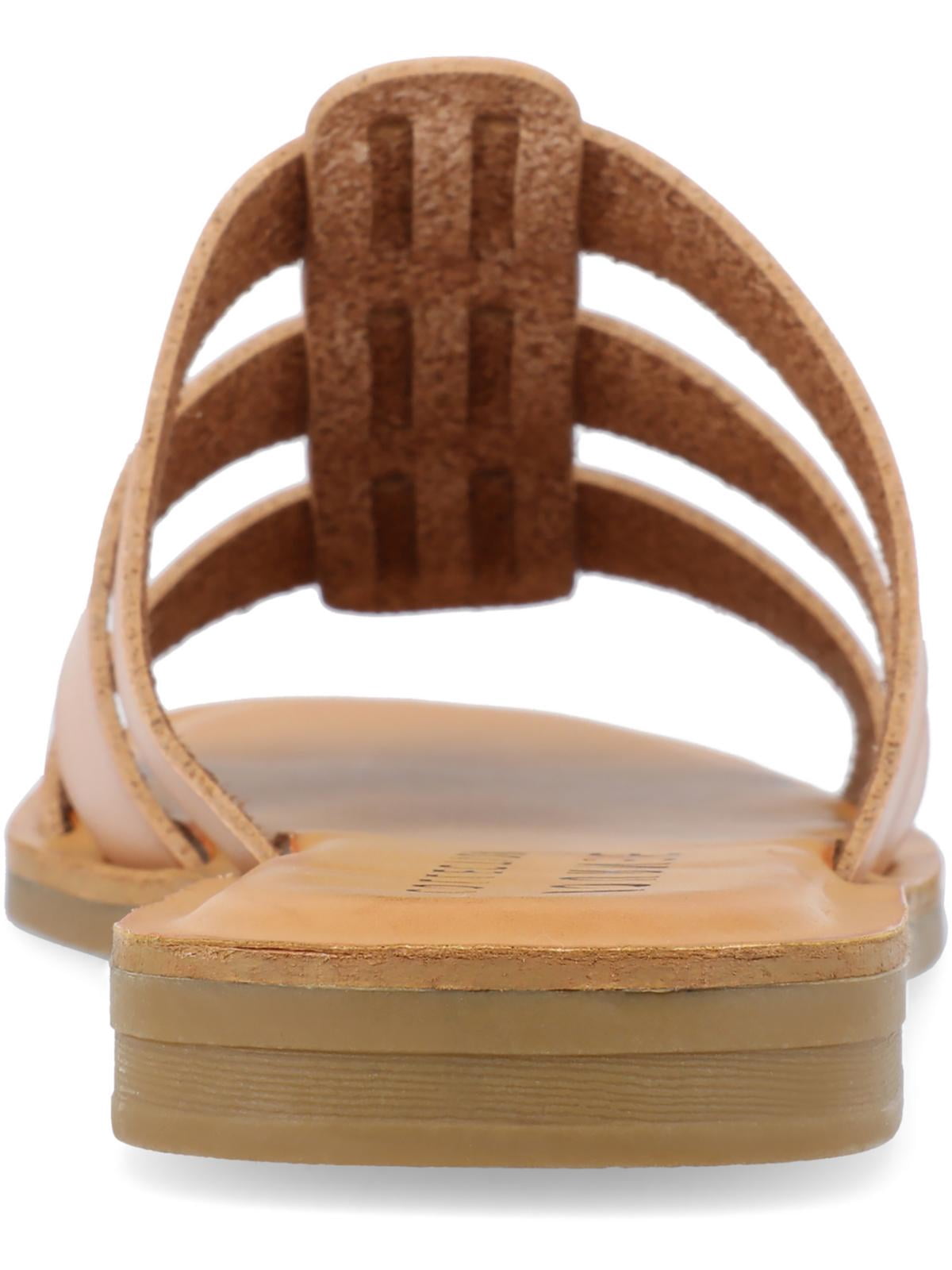 Journee Collection Womens Serrie Faux Leather Peep-Toe Slide Sandals