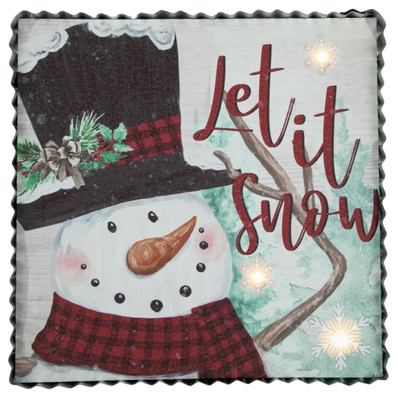 Northlight 12" LED Lighted 'Let it Snow' Snowman Christmas Canvas Wall Art