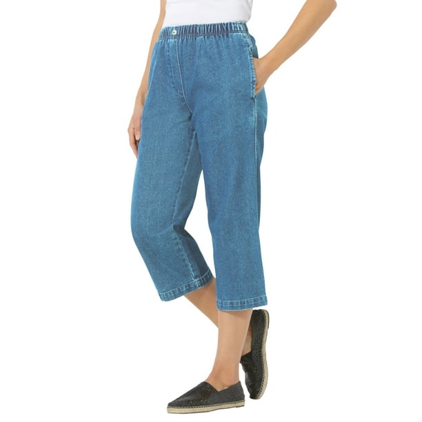 ladies capri pants with elastic waist