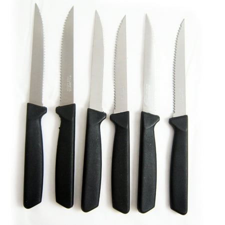 6 Steak Knife Set Stainless Steel Utility Knives Steakhouse Cutlery Serrated