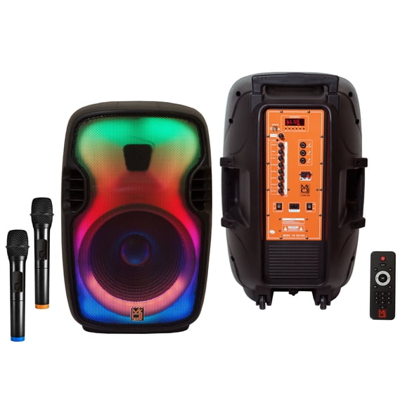 MR DJ FLAME3500LED Pro Portable 15” 2-Way Full-Range Powered/Active DJ PA Multipurpose Live Sound Bluetooth Loudspeaker