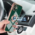 thumbnail image 6 of for Rose Gold iPhone 11 Case for Women Girls Kickstand Ring Holder 360 TPU Rotation Rings Cases with Stand Glitter Plating Edge Work with Magnetic Mount Slim Luxury Case Girly Cover Case Green, 6 of 16