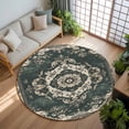 thumbnail image 3 of 8ft Round Rug, Green Boho Non-Skid Rubber Backing Large Area Rugs - Living Room Bedroom Home Office, Vintage Southwestern Geometric Abstract Indoor Floor Mat Carpets Washable Rug, 3 of 9