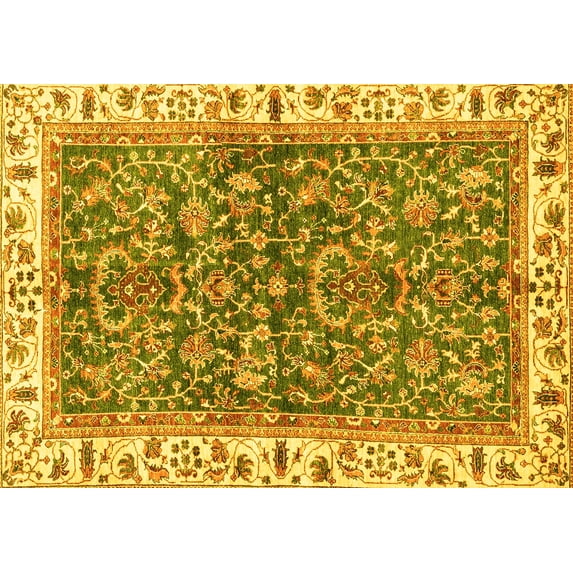 Ahgly Company Indoor Rectangle Abstract Yellow Modern Area Rugs, 7' x 9'