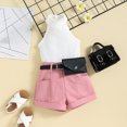 thumbnail image 2 of Winter Saving! Yievot Toddler Girls Summer Outfits Sleeveless Rib Knit Halter Tops Shorts with Waist Bag Set Newborn Girl's Clothes 6 Months-3 Years 2024 Summer Toddler Outfits on Clearance, 2 of 5