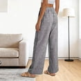 thumbnail image 4 of GEWSEY Womens Wide Leg Striped Plaid Pants Casual Barrel Loose Drawstring Low Waist Palazzo Harem Pants with Pockets (Grey, M), 4 of 9
