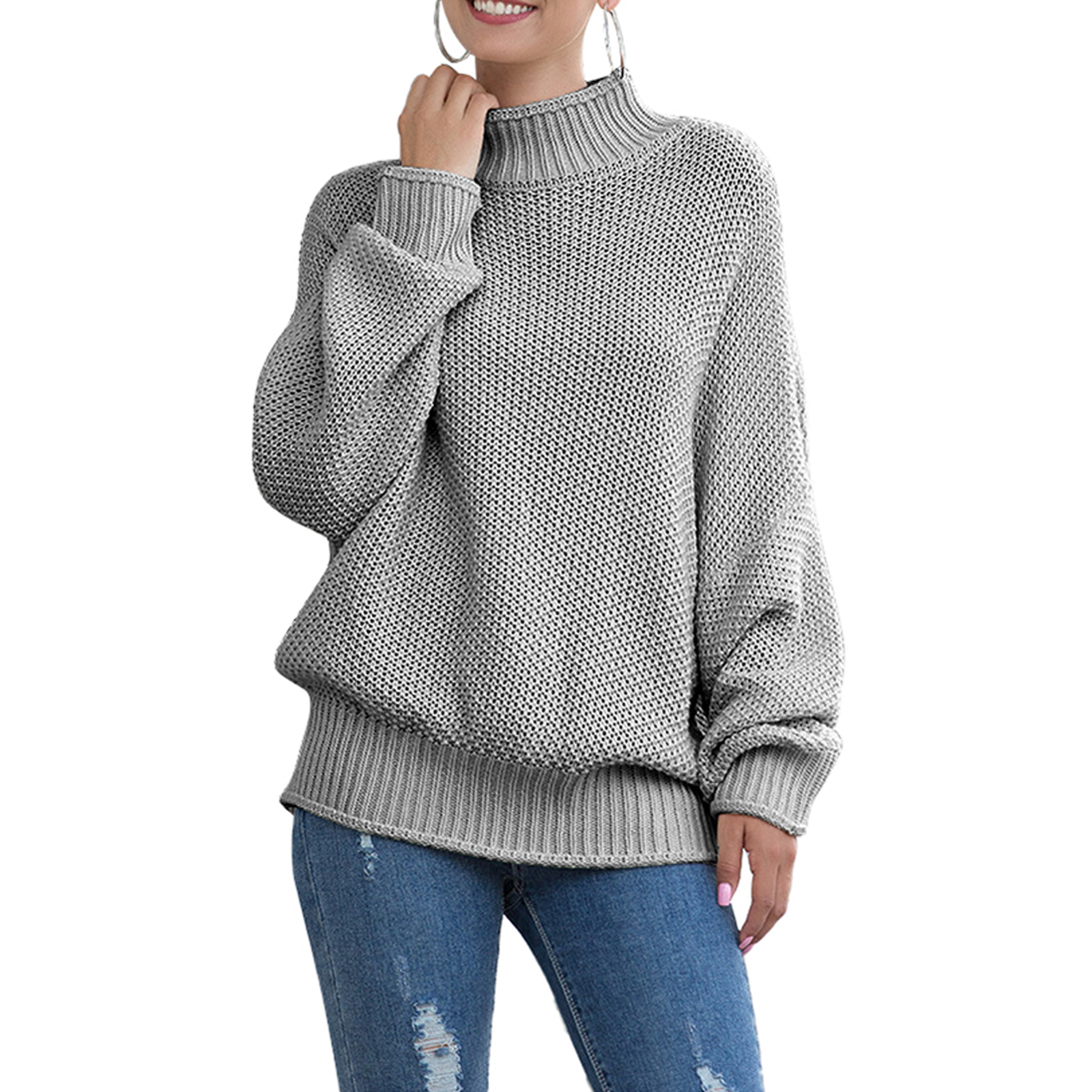 Women Turtleneck Sweater Oversized Warm 