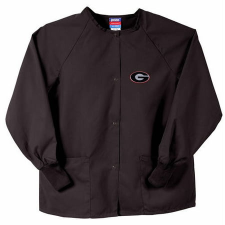 NCAA GelScrubs Black Nursing Jacket - University of Georgia Bulldogs