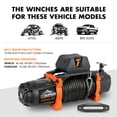 thumbnail image 3 of 12V Winch 13500 lb Load Capacity Electric Winch Kit, Waterproof IP66 Winch Truck Winch Kit Synthetic Rope, Electric Winch with Hawse and 2 in 1 Wired Handle and Wireless Remote, Black, 3 of 7