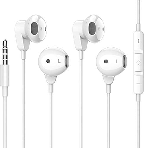 2 Pack Headphone Earphone Earbuds 3.5mm Wired Headphone Noise Isolating Earphones with Built-in Microphon Volume Control Compatible with iPhone 6 Plus SE 5S 4 Pod Pad Samsung Android MP3 