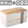 thumbnail image 2 of Fiambrera infantil bento box hermético con juego de cubiertos Fiambrera cuadrada 2 compartimentos con separador Fiambrera divisible Congelable Apto para microondas Apto para lavavajillas, blanco Vhermosa, 2 of 8