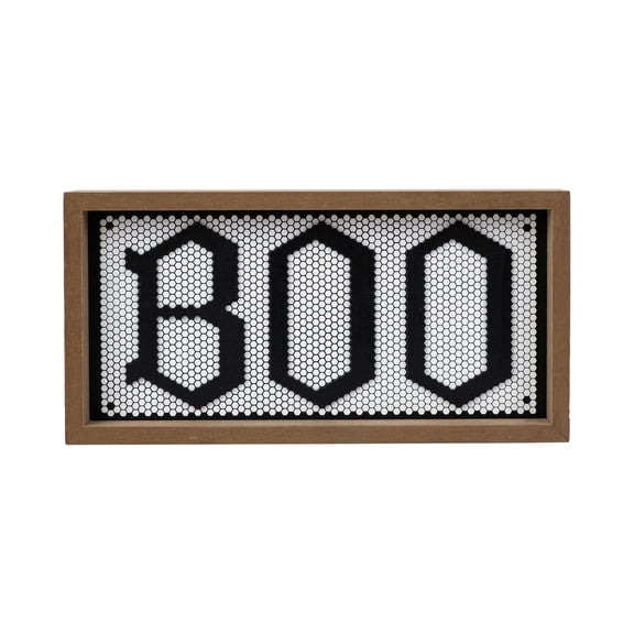 Boo Framed Tabletop Sign Decoration, Black and White, 10" x 5", Halloween by Way To Celebrate