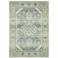 thumbnail image 2 of 5' X 7' Blue Grey Beige And Teal Oriental Power Loom Stain Resistant Area Rug, 2 of 5