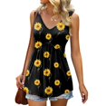 thumbnail image 2 of WEIWEN Summer Tank Tops for Women Loose Fit Floral Printed V Neck Workout Tank Top Sleeveless Vest Shirts Fashion Clothing Black, M, 2 of 4