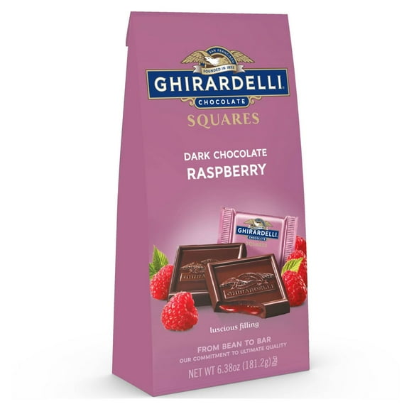 GHIRARDELLI Dark Chocolate Raspberry Candy SQUARES - 6.38oz