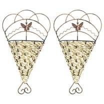 Hemoton 2 Pcs Wall-Mounted Iron Flower Pot Planter Storage Plants Black