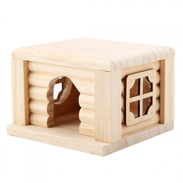 Casa de hámster plana, 1 cabaña de madera natural para hámster, casa de madera para ratas, optimizada para la excelencia