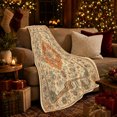 thumbnail image 3 of Vintage Persian Medallion Artwork Pattern Autumn, Festive Holiday Scene, Warm Flannel Blanket for Living Room and Family Room, Art Lovers Thanksgiving Gift, Festive Home Decor, 3 of 9