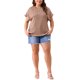 thumbnail image 2 of Blusas casuales de punto sólido de cuello redondo de manga corta para mujeres de tallas grandes Agnes Orinda 3X marrón, 2 of 6