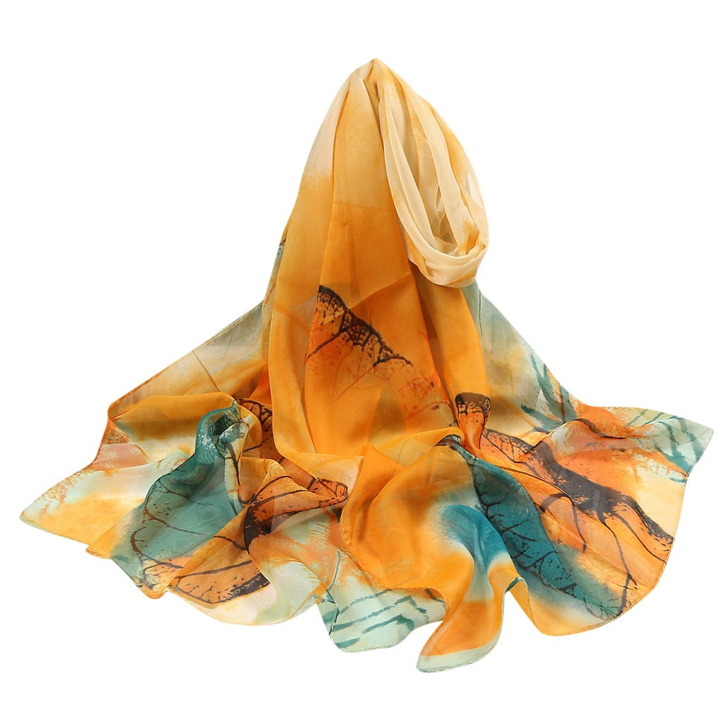 Koi Floral Satin Long Scarf - YELLOW (Pack of 6) main image 1