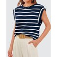 thumbnail image 3 of Cap Sleeve Striped Tops for Women Summer Top Basic Tee Shirts Casual Tank Loose Fit 2024 Fashion Shermie, 3 of 6