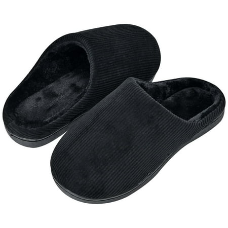 

LAVRA Men s Corduroy Slippers Memory Foam Bedroom House Shoes