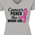 thumbnail image 4 of Inktastic Breast Cancer Awareness Cancer Picked the Wrong Girl Women's V-Neck T-Shirt, 4 of 5