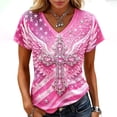 thumbnail image 2 of Pink Breast Cancer Awareness Shirts Women October Inspirational Pink T-Shirts Short Sleeve V-Neck Casual Tee Tops, 2 of 5