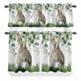 thumbnail image 2 of Kitchen Window Curtains Valance and Tier Set, Easter Buuy Pastoral Rabbit Tail Rod Pocket Tier Curtain Valance Set, Green Leaves Meadow Light Filtering Cafe Curtains for Bedroom Living Room, 2 of 9