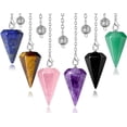 thumbnail image 1 of DUQGUHO 6 Pcs Pendulum Crystal Set Natural Healing Crystal Amethyst Rose Quartz Assorted Color for Divination Dowsing Reiki Energy Balance Gemstone Pendants Witchcraft Accessories, 1 of 6