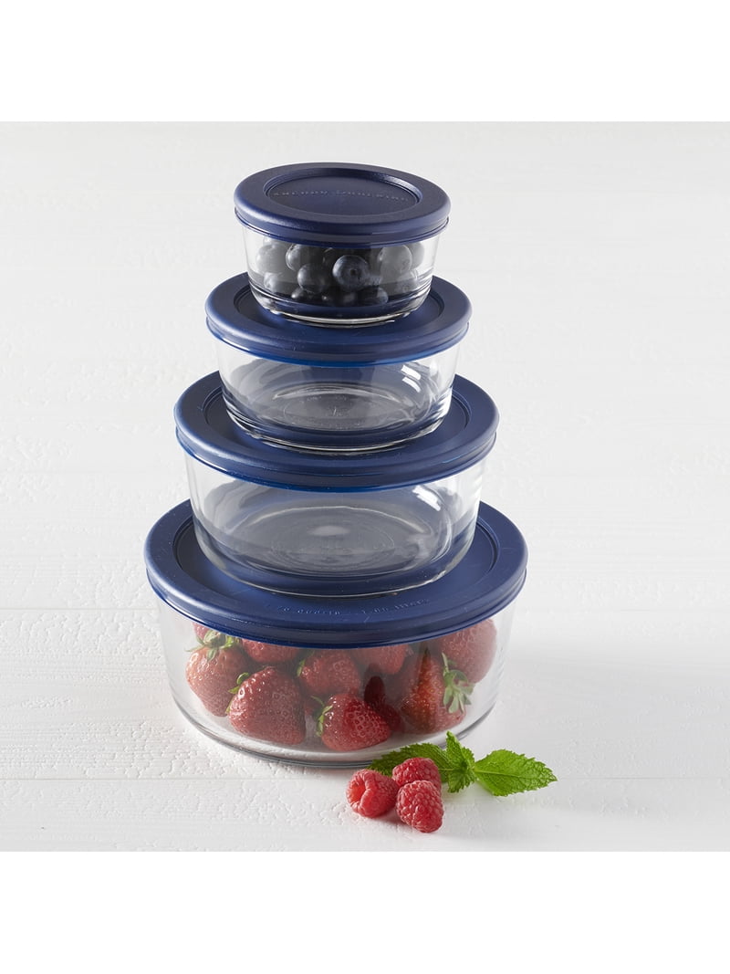 Anchor Hocking Glass Food Storage Containers with Lids, 8 Piece