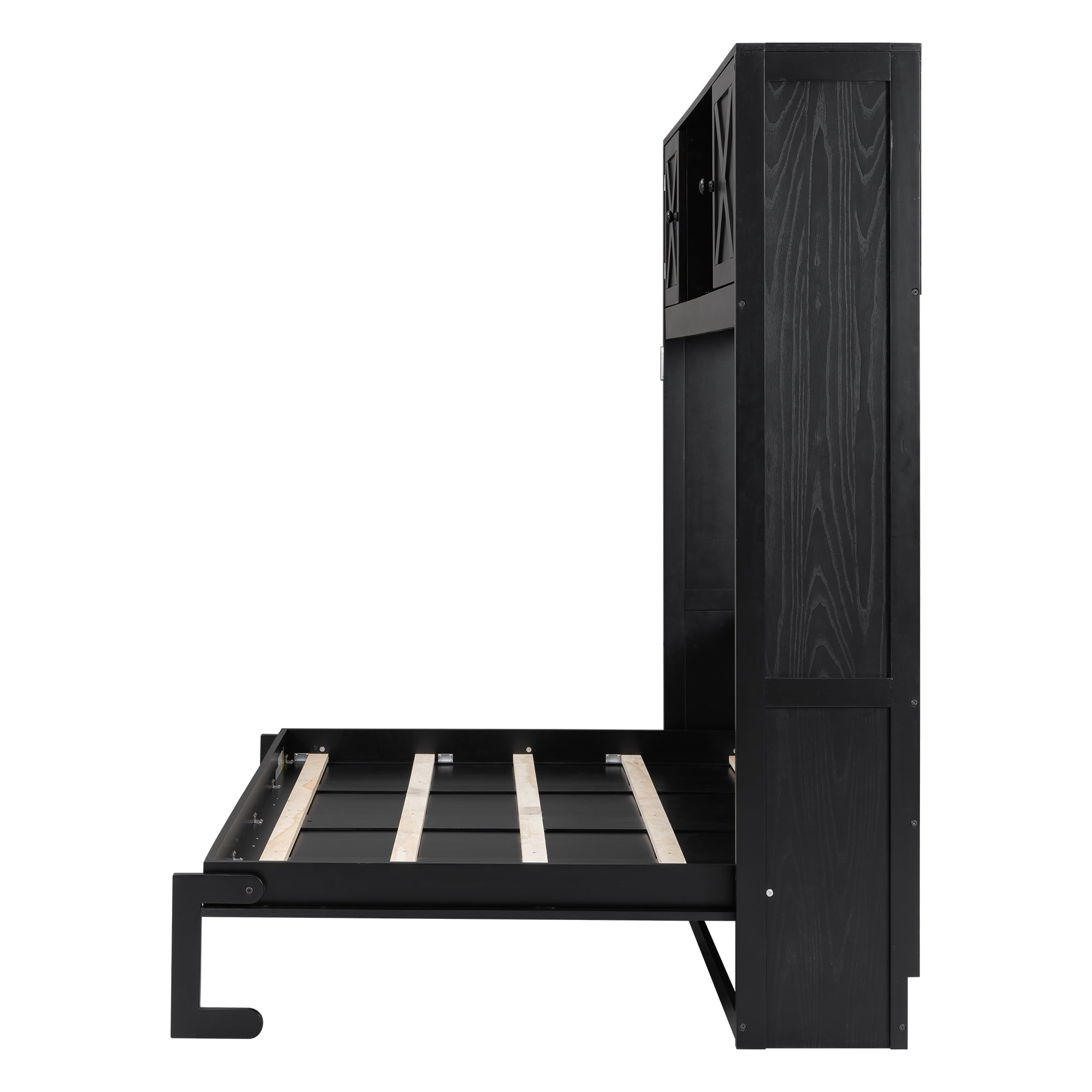 Full Size Murphy Bed with Storage Cabinets for Space-Saving Guest Room