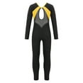 thumbnail image 2 of DPOIS Kids Girls Shiny Rhinestone Long Sleeve Full Body Unitard Jumpsuit Yellow 14, 2 of 7