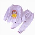 thumbnail image 4 of NOLDARES Toddler Kids Pajamas 2pcs Long Sleeves Pjs Sets Print PJs for Boys Girls Fall Winter Sleepwear 6-12 Months 12-24 Months 2t 3t 4t 5t 6t 7t 8t 9t Children,Light Purple,3-6 M, 4 of 4