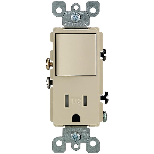 Enchufe eléctrico Leviton S01-T5625-ISP, 15 amperios, color marfil