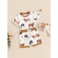 thumbnail image 3 of Suealasg 2Pcs Toddler Boy Farm Clothes Short Sleeve Rooster Print T-Shirt +Elastic Waist Shorts 6M 12M 18M 24M 3T Kids Baby Boy Summer Western Outfits, 3 of 6