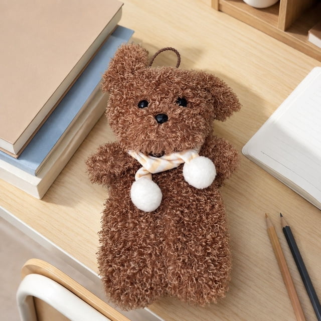 Estuche para lápices con forma de perro, bolsa para lápices portátil multiusos, bolsa de papelería novedosa con forma de animal, neceser de maquillaje Osito de peluche