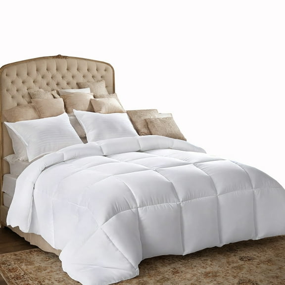 Queen Size All-Season Down Alternative Comfortable,Soft Brushed Polyester Cover with Microfiber Fill, Breathable & Warm Lattice Quilted Design, Lightweight Fluffy Duvet Insert, Machine Washable,White