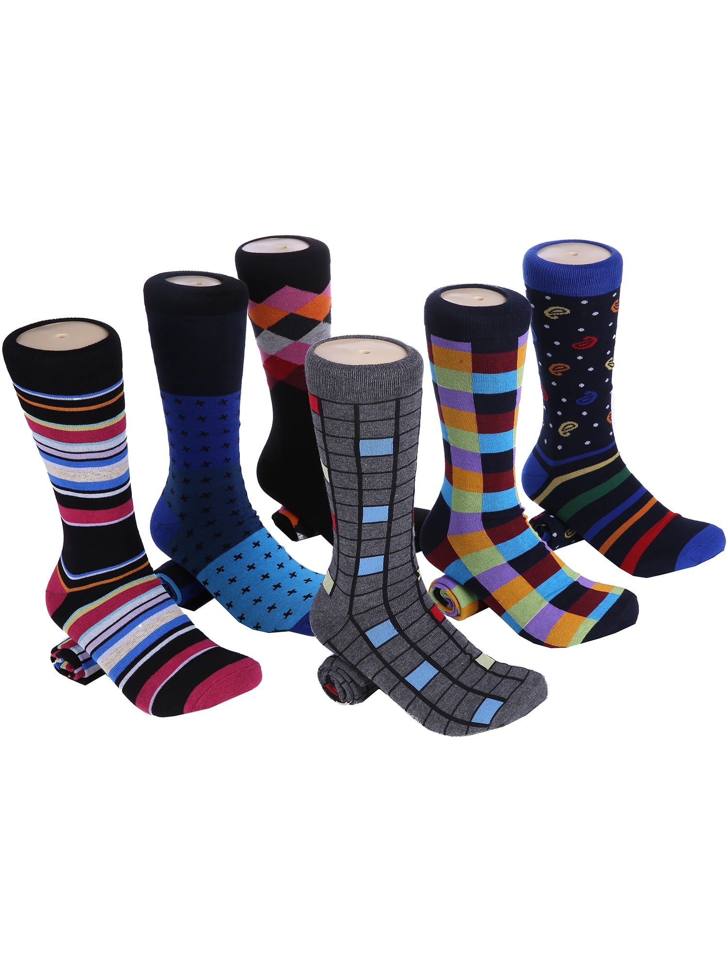 Marino Mens Socks Colorful Design Crew Socks Cotton Funky Socks Mens 12 Pack 